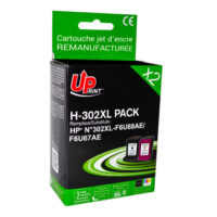 UPRINT PACK 2 CARTOUCHES REMANUFACTUREES HP 302XL-REMPLACE X4D37AE N/CL