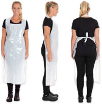 HYGOSTAR Tablier à bavette en LDPE, 35 microns, blanc