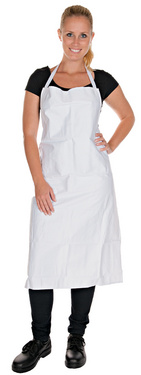 HYGOSTAR Tablier à bavette, coton, blanc