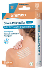 Lifemed Bande de suture cutanée stérile, boîte de 10, blanc