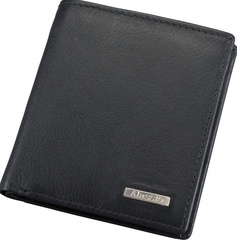 Alassio Mini portefeuille, cuir, format haut, noir