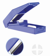 Lifemed Coupe-comprimé avec réservoir, bleu