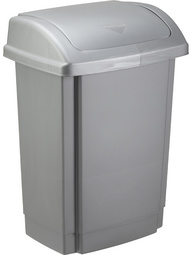 past team Poubelle à couvercle basculant, 25 litres, argent