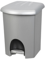 plast team Poubelle cosmétique à pédale, 6 litres, argent
