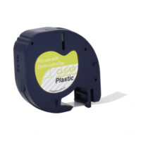 RUBAN POUR ETIQUETEUSE COMPATIBLE DYMO LETTRATG PLAS NOIR SUR TRANSPARENT 19mm x 7M