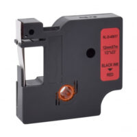 RUBAN POUR ETIQUETEUSE COMPATIBLE DYMO 45017 NOIR SUR ROUGE 12mm x 7M