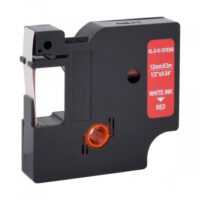 RUBAN POUR ETIQUETEUSE COMPATIBLE DYMO 1978366 BLANC SUR ROUGE 12mm x 3M