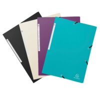 Chemises à élastiques 3 rabats PP recyclé Titane - A4 - Couleurs assorties - New