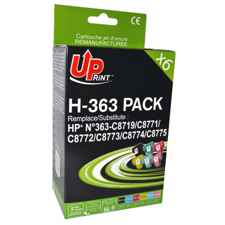 UPRINT PACK 6 CARTOUCHES REMANUFACTUREES HP 363-REMPLACE C8719EE/8771EE/8772EE/8773EE/8774EE/8775EE