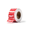 Etiquette Auto-adhésive Blanche imprimée HAUT en rouge 148 mm x 480 mm