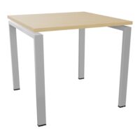 Bureau carré Conect L. 80 x P. 80 cm - plateau ép. 25 mm mélamine Chêne naturel - piétement arche rectangulaire fixe métal lisse gris aluminium