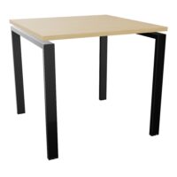 Bureau carré Conect L. 80 x P. 80 cm - plateau ép. 25 mm mélamine Chêne naturel - piétement arche rectangulaire fixe métal lisse noir