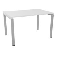 Bureau rectangulaire Conect L. 120 x P. 80 cm - plateau ép. 25 mm mélamine blanc neige - piétement arche rectangulaire fixe métal lisse gris aluminium