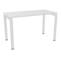 Bureau rectangulaire Conect L. 120 x P. 60 cm - plateau ép. 25 mm mélamine blanc neige - piétement arche rectangulaire fixe métal lisse blanc