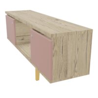 James meuble 2 portes avec niche L. 142 x P. 36 cm x H. 73,5 cm top + rangement mélamine chêne Brunswickportes mélamine Rose blush avec pieds inclinés métal lisse noir/bois hêtre massif vernis pour bench Robin
