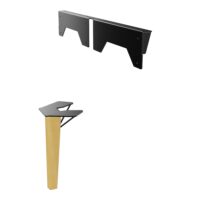 James pied de soutien incliné métal lisse noir/bois hêtre massif vernis + fixation pour meuble Robin P. 165 cm