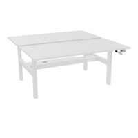 Axel 2 Bench 2 x rect L. 160 x P. 80 plateaux prépercés obt ép. 25 mm mélamine blanc neige structure métal lisse blanc réglable en hauteur par manivelle