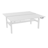 Axel 2 Bench 2 x rect L. 180 x P. 80 plateaux prépercés obt ép. 25 mm mélamine blanc neige structure métal lisse blanc réglable en hauteur par manivelle
