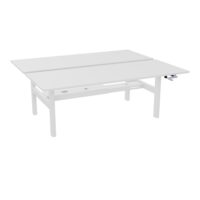 Axel 2 Bench 2 x rect L. 200 x P. 80 plateaux prépercés obt ép. 25 mm mélamine blanc neige structure métal lisse blanc réglable en hauteur par manivelle