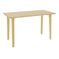 Robin table L. 120 cm x P. 60 cm Chêne naturel pré-percé pour obturateur pieds métal lisse blanc/bois hêtre massif vernis