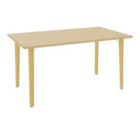 Robin table L. 140 cm x P. 80 cm Chêne naturel pré-percé pour obturateur pieds métal lisse blanc/bois hêtre massif vernis