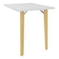 Robin retour L. 80 x P. 60 cm mélamine blanc neige pieds métal lisse noir/bois hêtre massif vernis