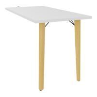 Robin retour L. 120 x P. 60 cm mélamine blanc neige pieds métal lisse noir/bois hêtre massif vernis