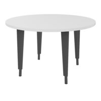 Table de réunion ronde 4Line diamètre 120 cm décor blanc neige sur 4 pieds réglables finition gris anthracite