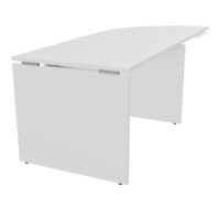Extension bureau Forstyl avec angle à gauche 90° intégré côté utilisateur L. 205 cm x P. 80 cm mélamine blanc neige pré percé pour obturateur piètements panneau mélamine blanc neige