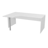 Compact asymétrique 90° Forstyl L.180 x P. 180/80 x Retour 60 cm à gauche mélamine blanc neige piétements panneau mélamine blanc neige