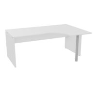 Compact asymétrique 90° Forstyl L.180 x P. 180/80 x Retour 60 cm à droit mélamine blanc neige piétements panneau mélamine blanc neige