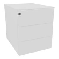 Caisson mobile métal lisse blanc L. 42 x P. 53,3 x H. 50,5 cm - top métal - 3 tiroirs plats