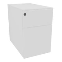 Caisson mobile faible encombrement métal lisse blanc L. 32 x P. 53,3 x H. 50,5 cm top métal 2 tiroirs dont 1 dossiers suspendus