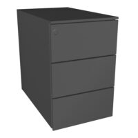 Caisson mobile faible encombrement métal structuré gris anthracite L. 32 x P. 53,3 x H. 50,5 cm top métal 3 tiroirs plats