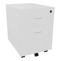 Caisson mobile 2 tiroirs mélamine blanc neige dont 1 dossier suspendu L. 43,6 x P. 55,5 x H. 58,7 cm avec poignée métal gris aluminium