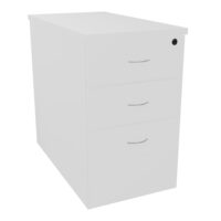 Caisson hauteur bureau 3 tiroirs mélamine blanc neige dont 1 dossier suspendu L. 42 x P. 80 x H. 73,5 cm avec poignée métal gris aluminium
