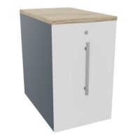 Caisson individuel Gustave extension de bureau H. 73,5 x L. 43,2 x P. 70 cm corps mélamine Bleu Poséidon top mélamine blanc neige porte mélamine chêne Brunswick