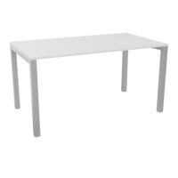 Bureau rectangle Arial L. 140 cm x P 80 cm EP19mm mélamine blanc neige pied carré arche fixe métal lisse gris aluminium