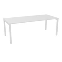 Bureau rectangle Arial L. 200 cm x P. 90 cm EP25mm mélamine blanc neige pied carré arche fixe métal lisse blanc