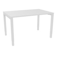Bureau rectangle Arial L. 120 cm x P 80 cm EP25mm mélamine blanc neige pied carré arche réglable en hauteur métal lisse blanc
