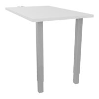 Bureau retour Arial P. 60 x L. 80 cm mélamine blanc neige épaisseur 25mm avec pied de soutien carré métal lisse gris aluminium