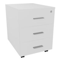 Caisson mobile Melina 3 tiroirs L. 42 x P. 55,5 x H. 58,7cm mélamine blanc neige poignées métal gris aluminium