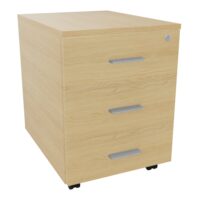 Caisson mobile Melina 3 tiroirs L. 42 x P. 55,5 x H. 58,7cm mélamine Chêne naturel poignées métal gris aluminium