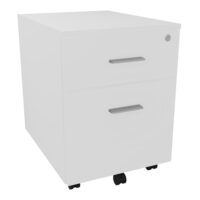 Caisson mobile Melina 2 tiroirs dont 1 dossier suspendu L. 43,2 x P. 55,5 x H. 58,7cm mélamine blanc neige poignées métal gris aluminium