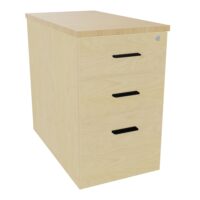 Extension Melina sur caisson hauteur bureau P. 80 cm x L. 43,2 cm 3 tiroirs dont 1 dossier suspendu mélamine pin maritime top épaisseur 25mm mélamine Chêne naturel poignées métal lisse noir