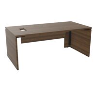 Bureau Kara rectangulaire L. 180 x P. 90cm mélamine noyer brun - découpé pour trappe