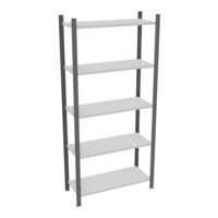 Element départ rayonnage H. 200 cm x L. 90 cm métal lisse gris clair 5 tablettes métal structuré gris anthracite