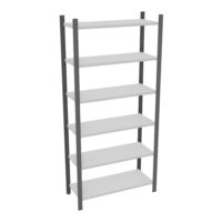 Element départ rayonnage H. 200 cm x L. 90 cm métal lisse gris clair 6 tablettes métal structuré gris anthracite