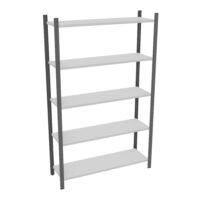 Element départ rayonnage H. 200 cm x L. 120 cm métal lisse gris clair 5 tablettes métal structuré gris anthracite