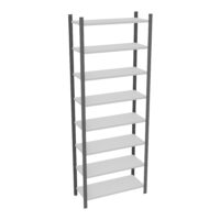 Element départ rayonnage H. 250 cm x L. 90 cm métal lisse gris clair 8 tablettes métal structuré gris anthracite